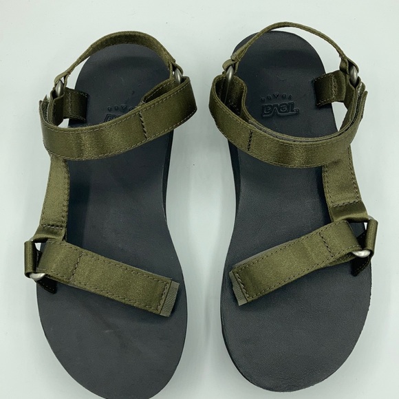 Teva Universal Satin Olive Platform Sandals - Picture 2 of 9